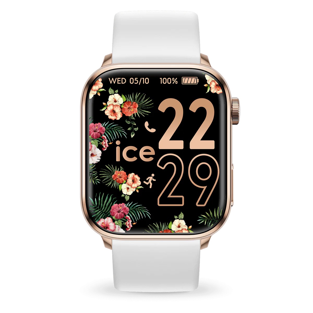 ICE Smart 2.0 – Ροζ Χρυσό Smartwatch με Λευκό Λουράκι &amp; Οθόνη 1.96&quot; AMOLED 022537